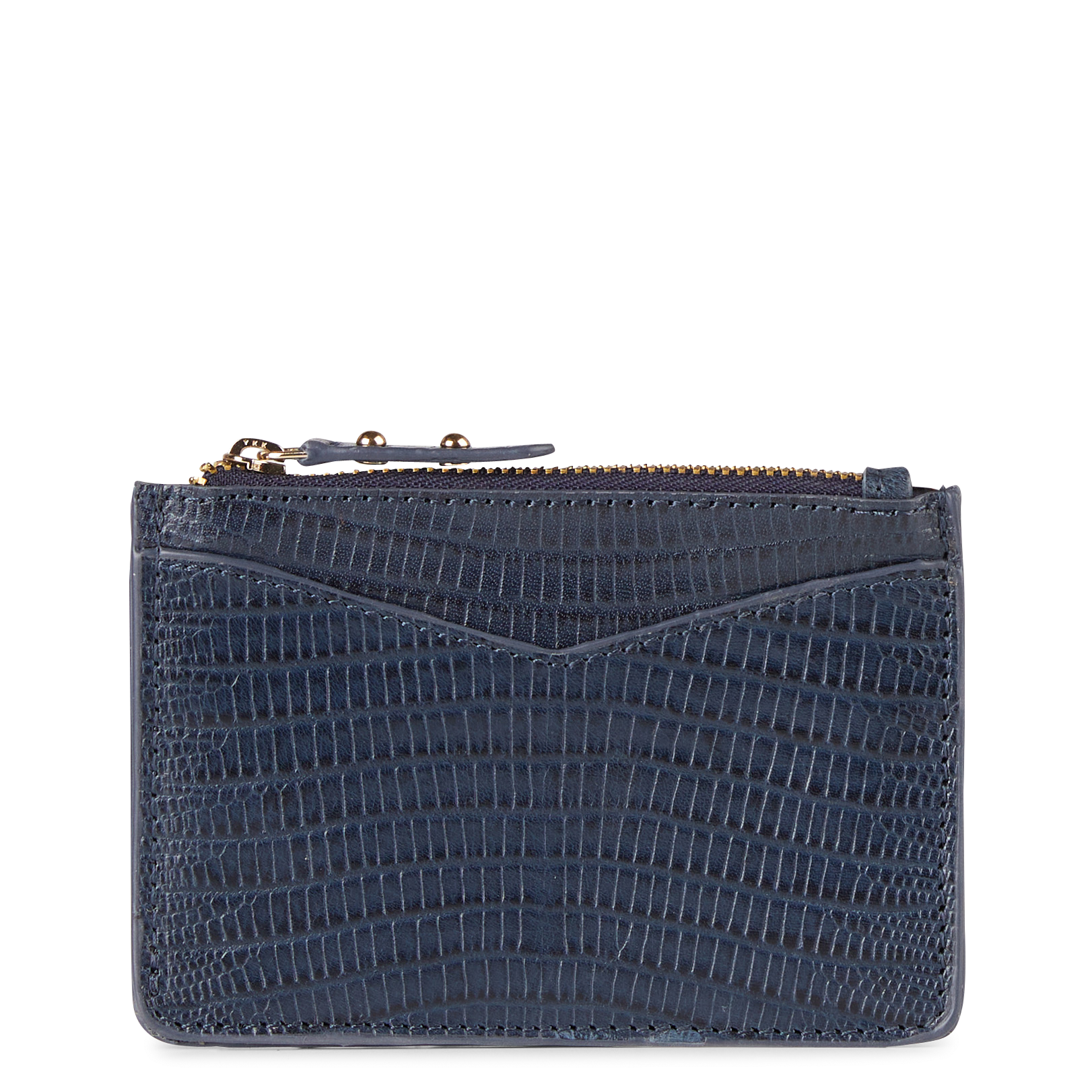 ELMO - Porte-cartes en cuir embossé python | Bleu