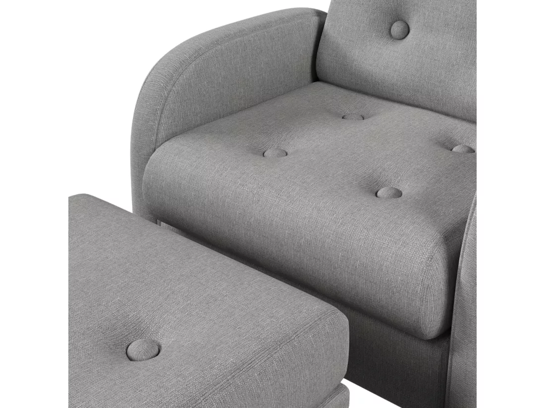 Fauteuil avec repose-pieds - dossier réglable - Gris