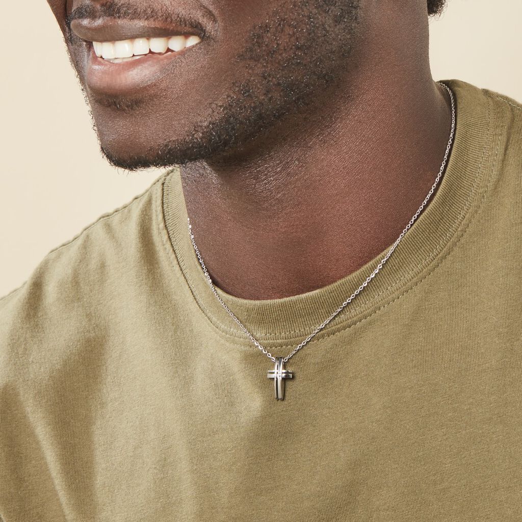 Collier Ruya Acier Blanc Oxyde De Zirconium