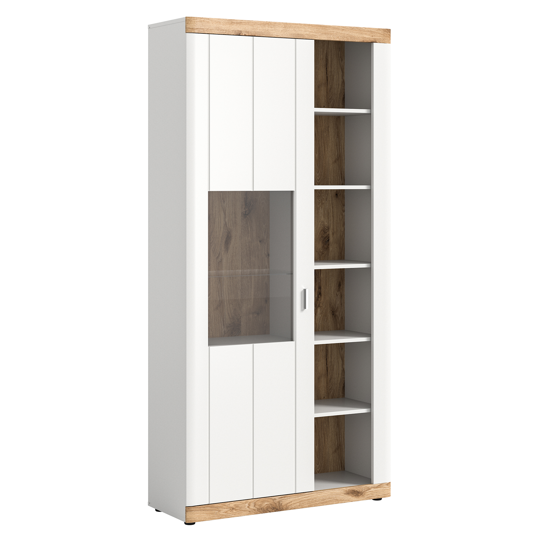 Standvitrine LAREDO - weiß - Nox Oak - 100 cm