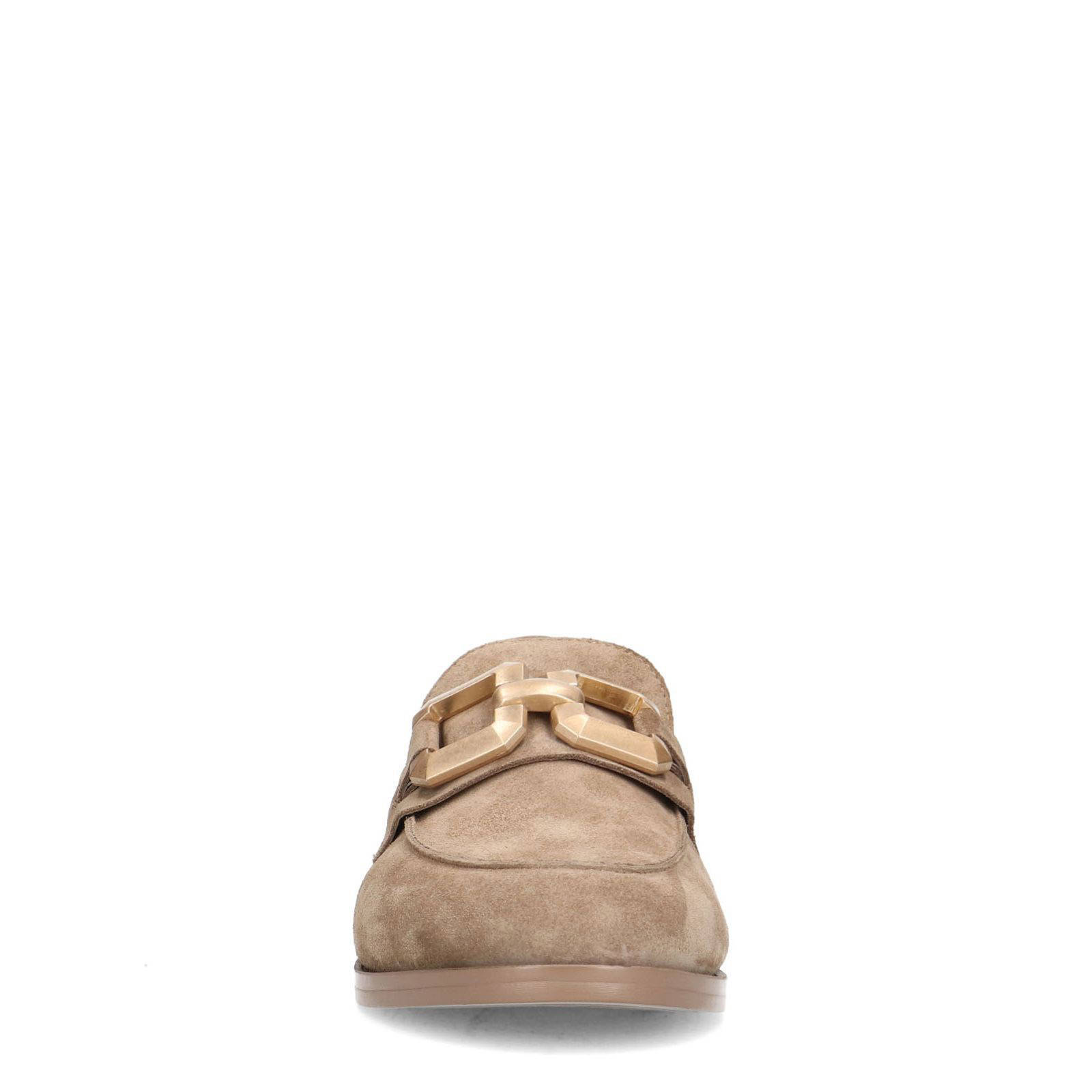 Manfield suède loafers met gesp beige