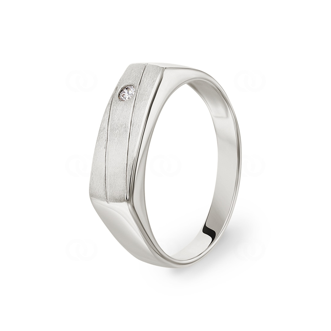 Herrenring 925 Silber rhodiniert mit Zirkonia 2mm
