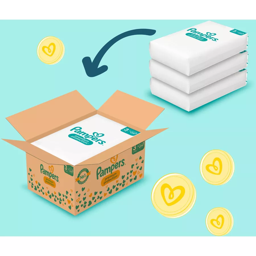 Pampers Premium Protection, Gr. 3 Midi, 6-10kg, Monatsbox (1x 204 Windeln)