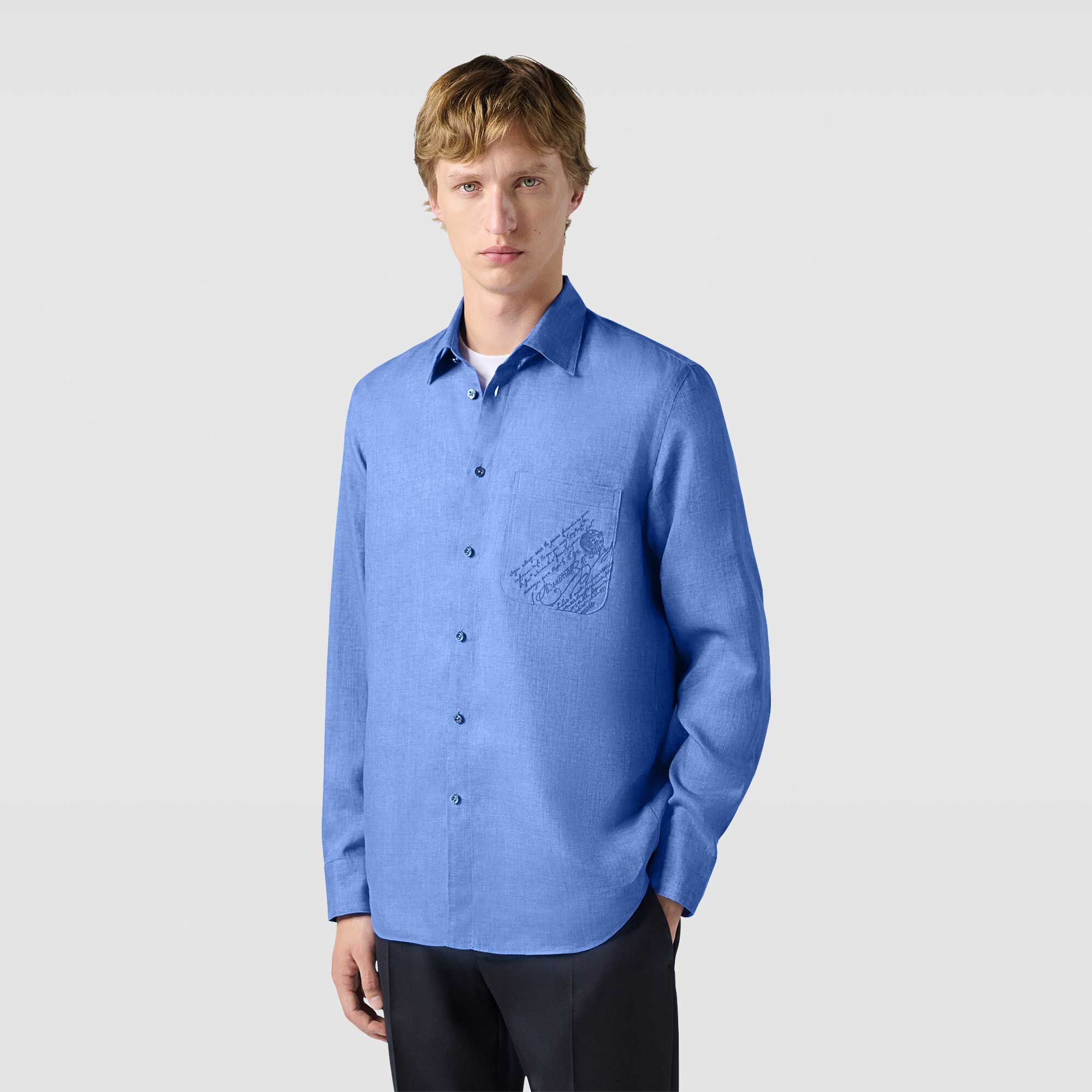 Chemise En Lin Avec Poche Scritto