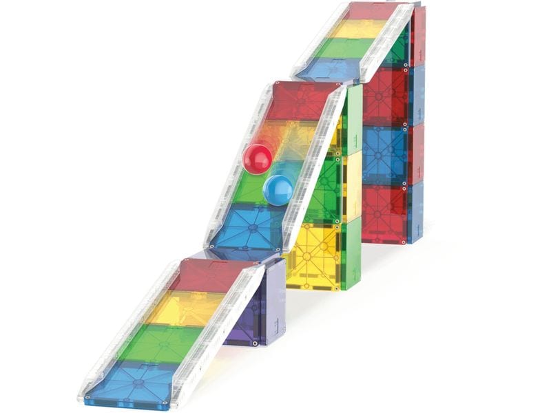 Magna-Tiles Rail Racers Deluxe 90 Teile Deluxe Bau- und Rennset mit 90 magnetischen Teilen