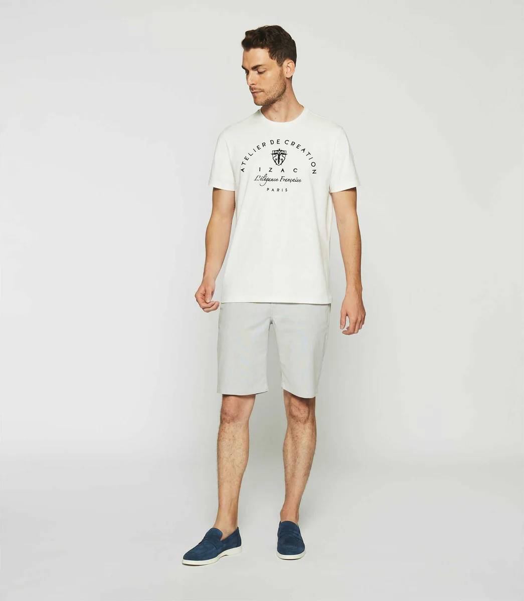 T-shirt à manches courtes brodé écru GUY