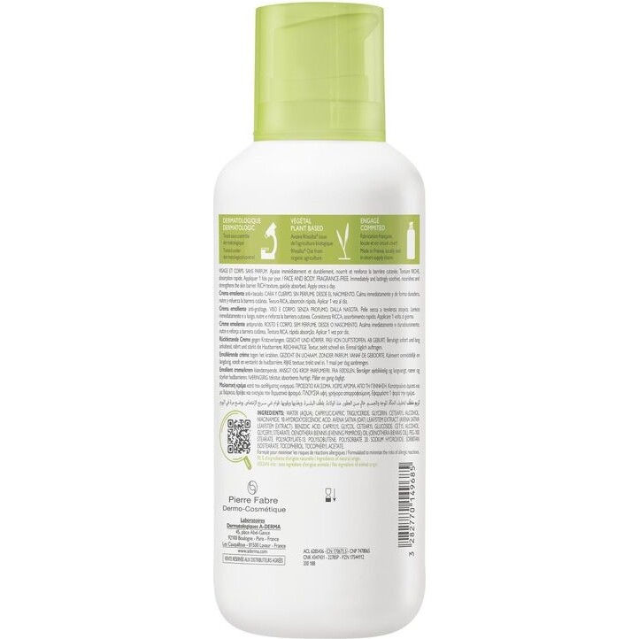 Crème émolliente Aderma Exomega Control  - Flacon de 400 ml