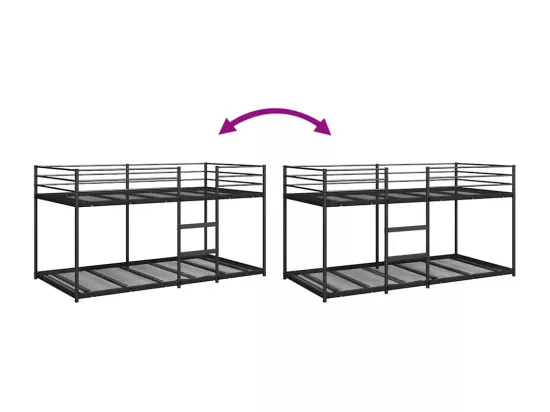 Lit superposé sans matelas noir 80x200 cm acier