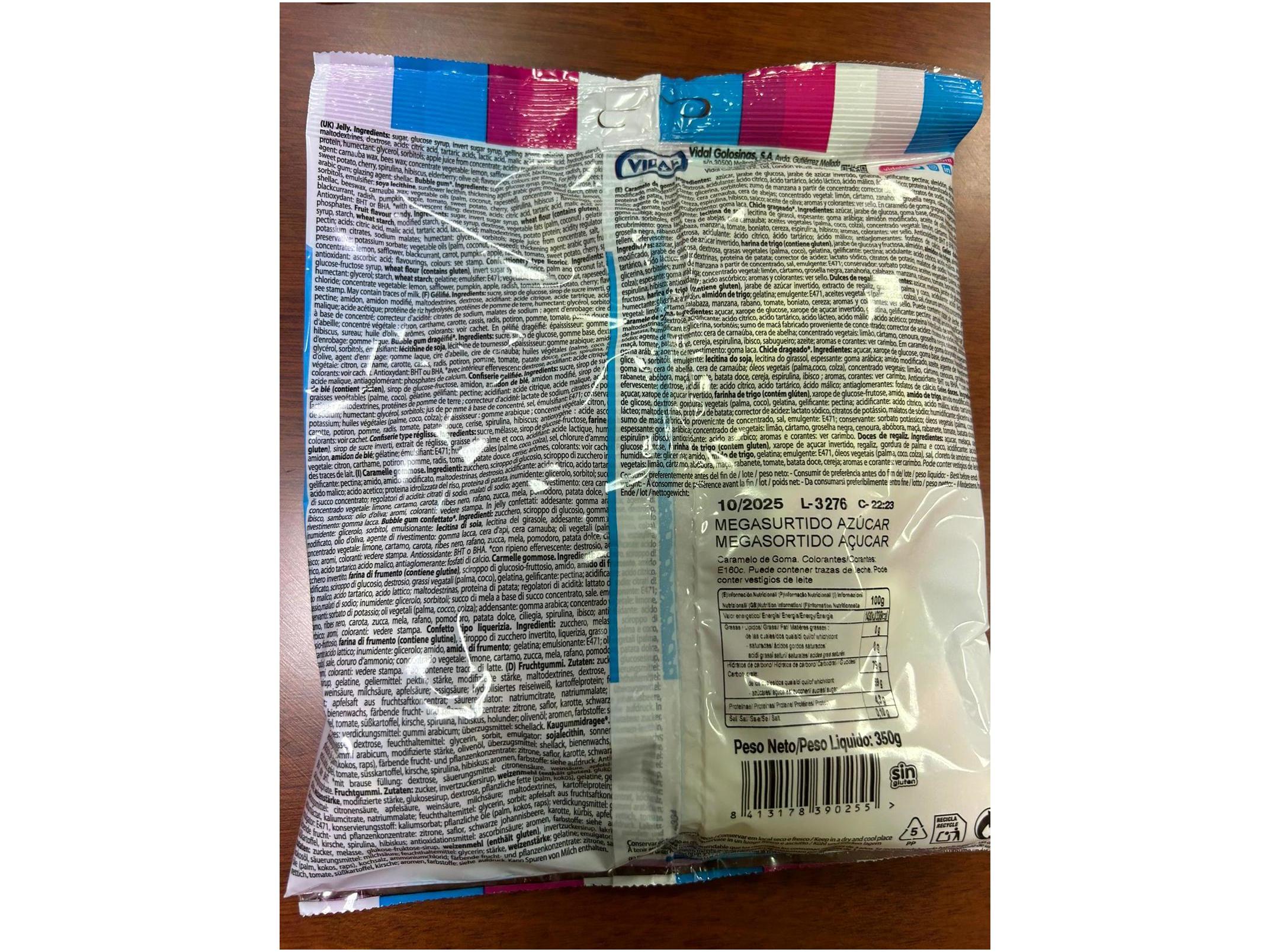 GOMAS VIDAL SORTIDO AÇUCAR 350 G