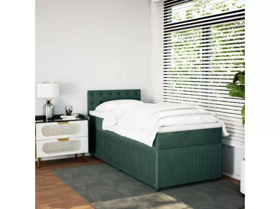 Sommier à lattes de lit avec matelas Vert foncé 90x190 cm
