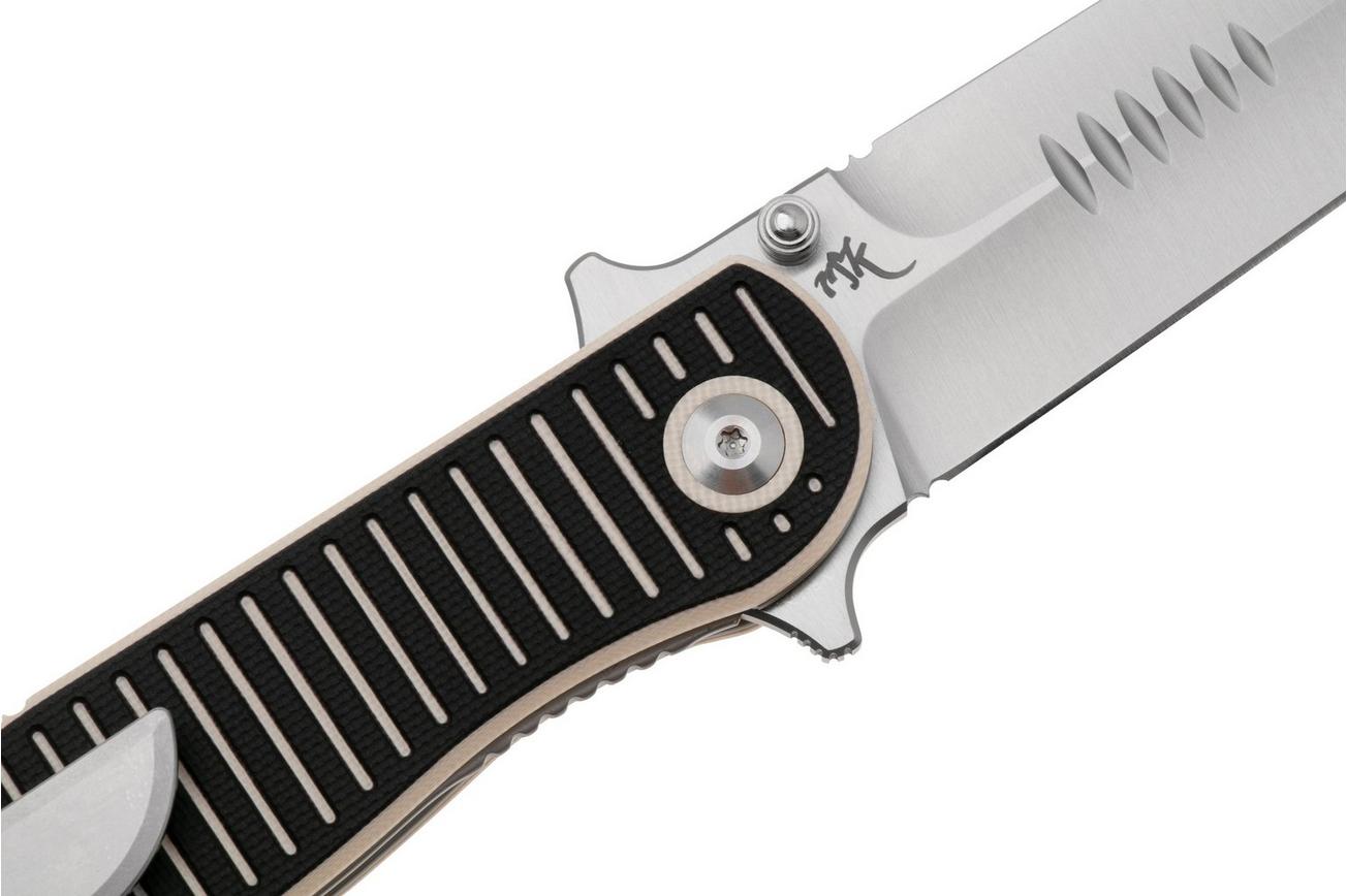 Civivi RS71 C23025-1 Satin Nitro-V, Milled Ivory Black G10 zakmes, Robert Saniscalchi design