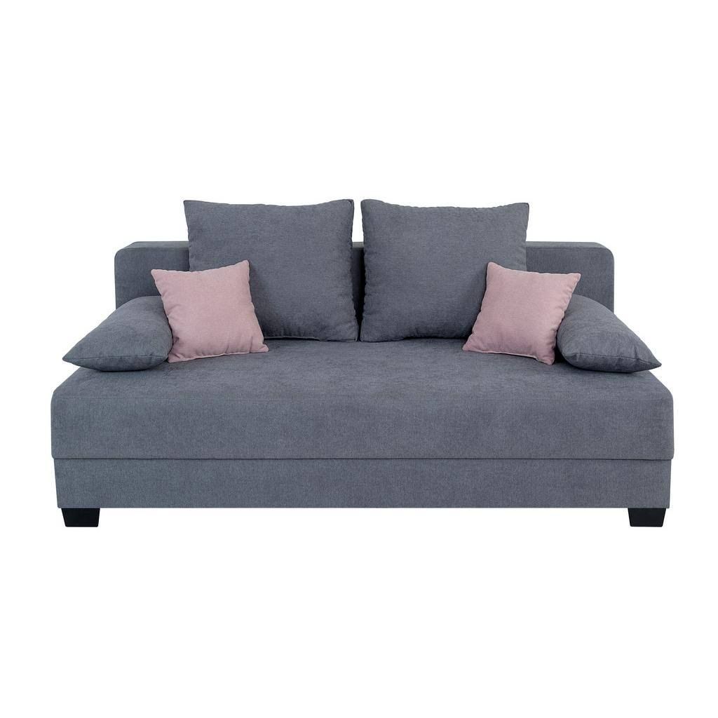 Boxspringsofa grau mit Staukasten