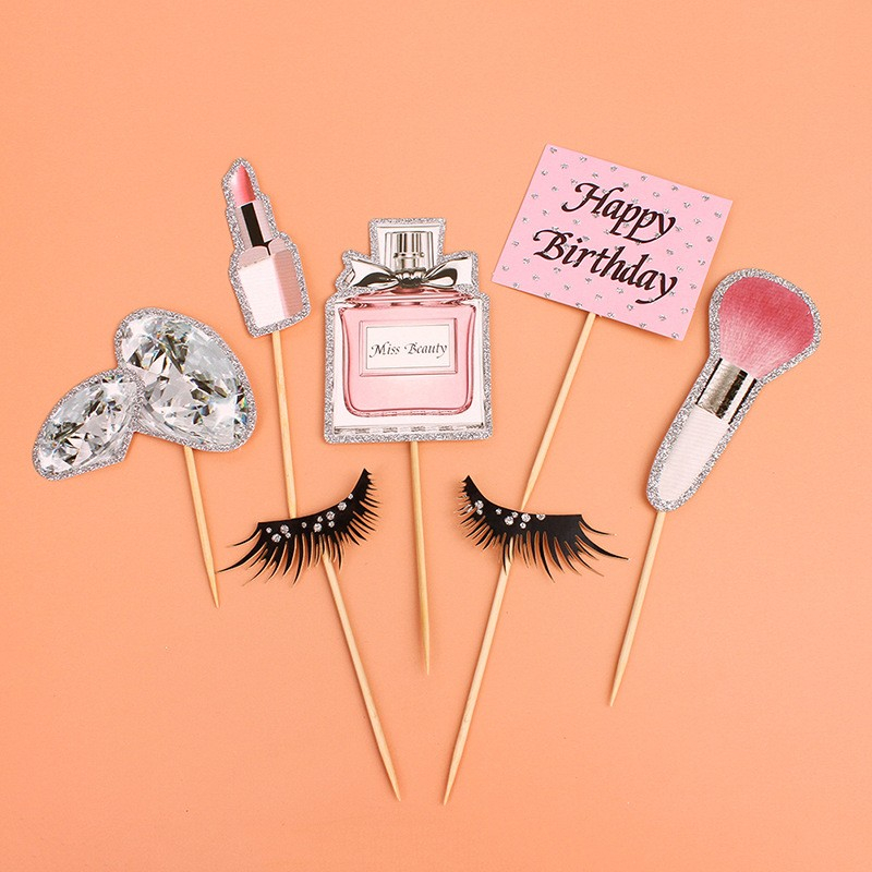 (7-tlg. Set) Kuchenstecker Tortenstecker Topper Dekoration für Torten / Kuchen - Make Up