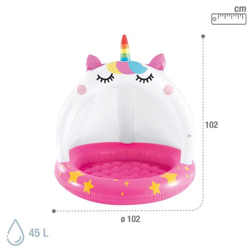 Piscina inflável Intex Cat Unicorn com piso acolchoado e cobertura Ø102