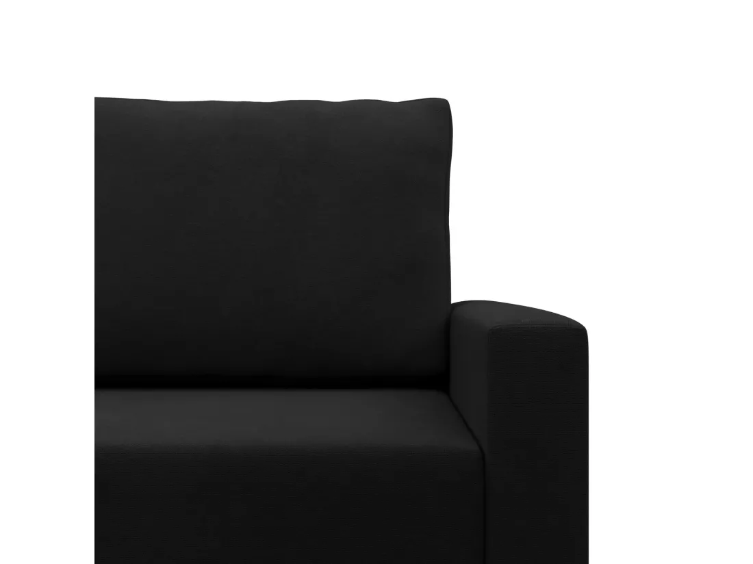 Grand Canapé d'angle en U avec fonction sommeil, Coussin réversible, Noir