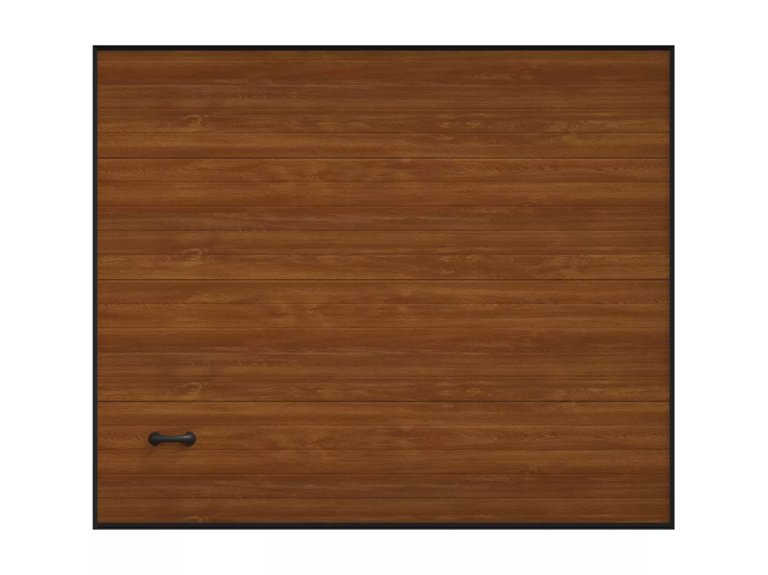 Porte de garage sectionnelle sur mesure rainurée naturelle foncée - METRONIA