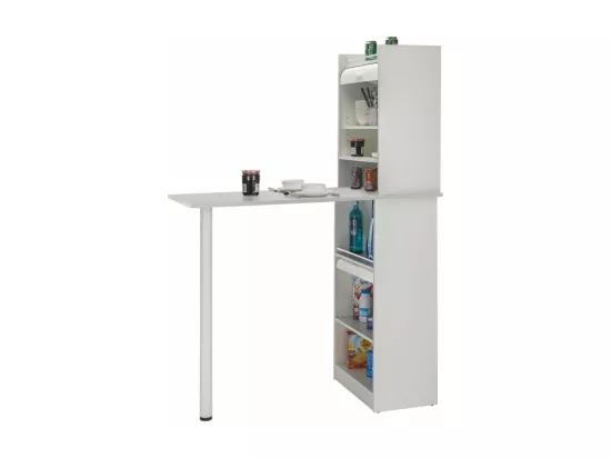 Table de cuisine et 2 Meubles de rangement Blancs - Coloris: Blanc
