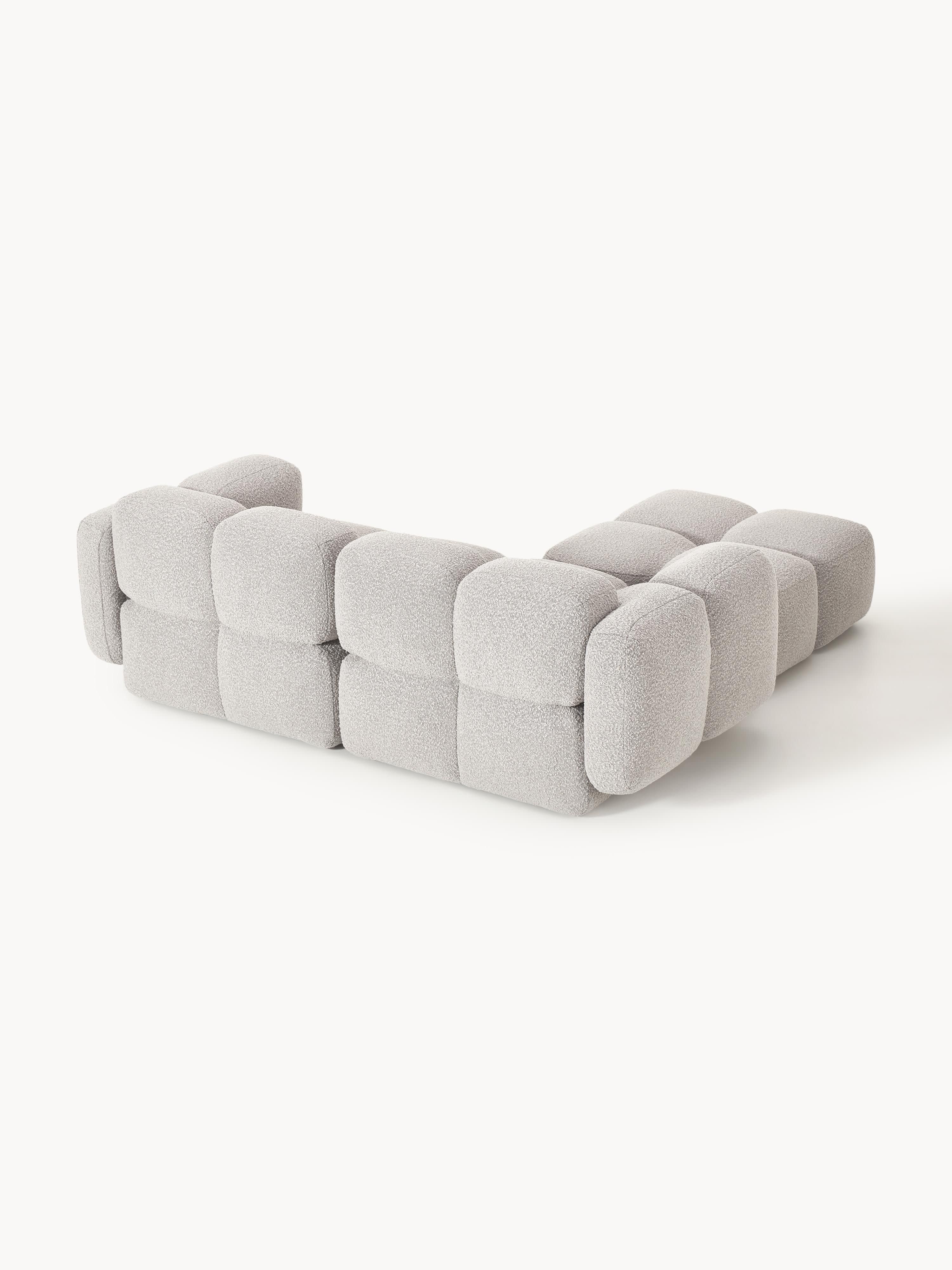 Modulaire bank Tayla (3-zits) van bouclé met poef (links/rechts)