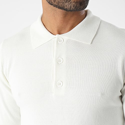 Pull Col Boutonné Blanc