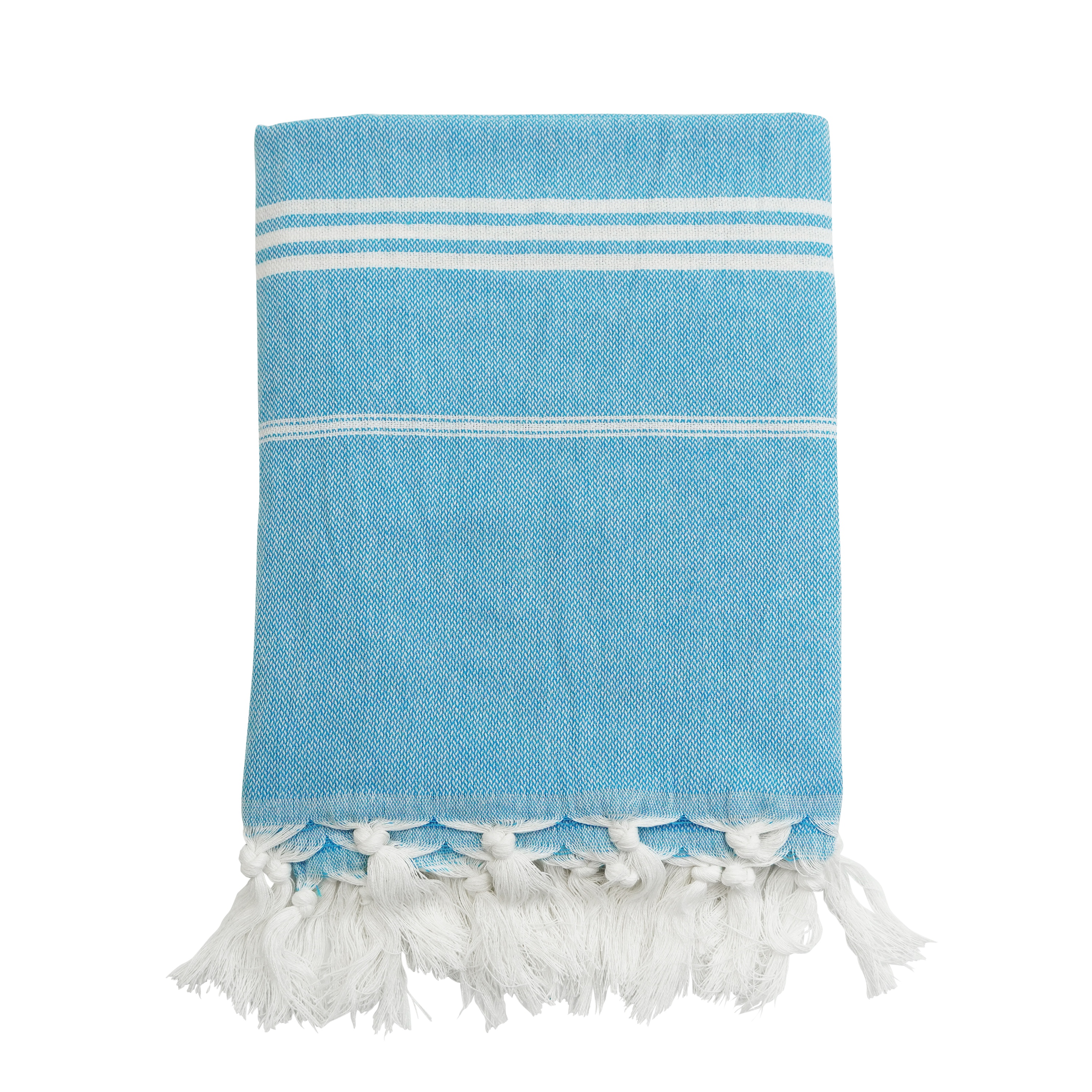 Strandtuch Baumwolle 100 x 180 cm 2er Set blau/weiss