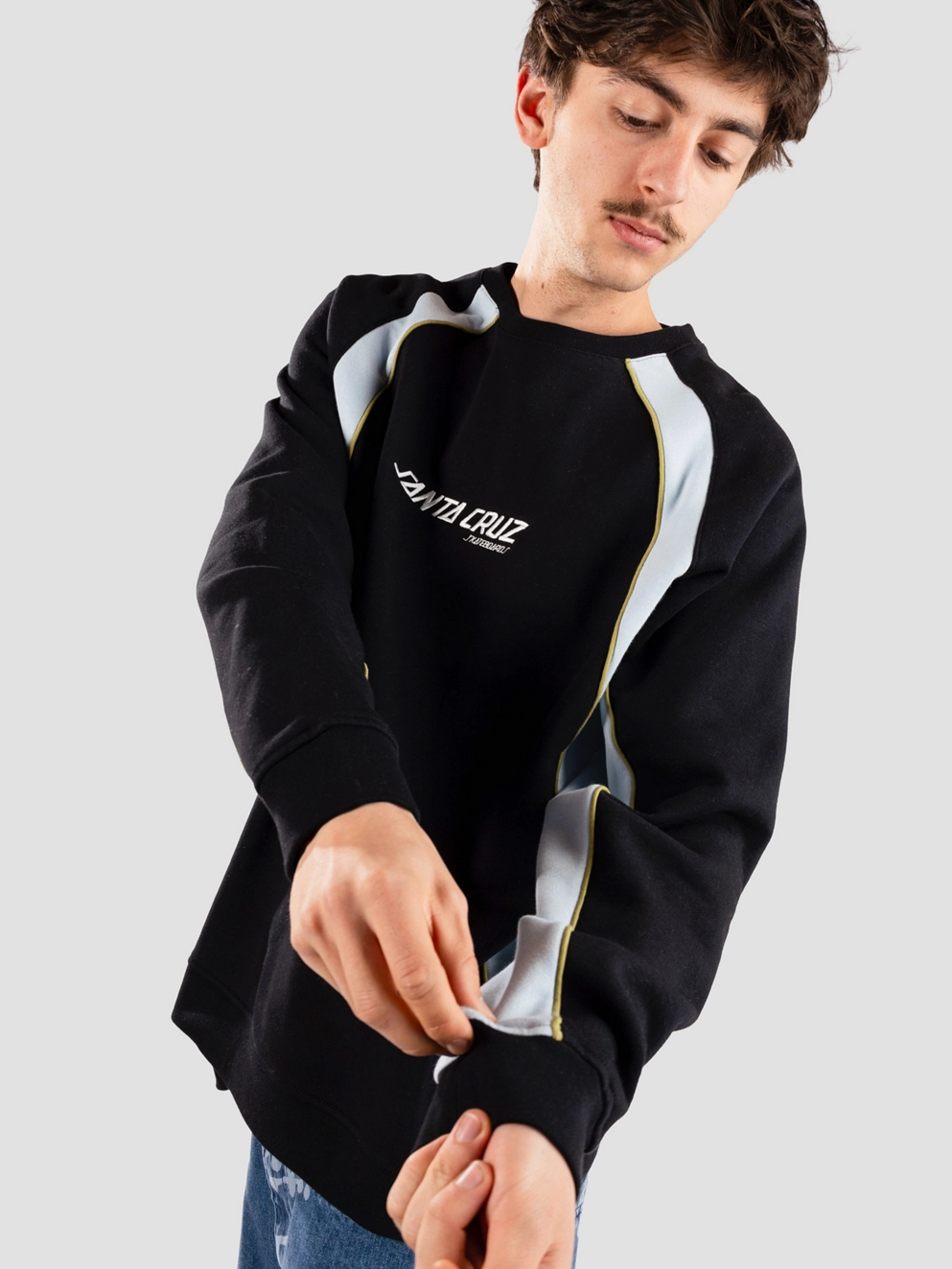 Santa Cruz Strip Front Racer Crew Sweater fresh blue/black