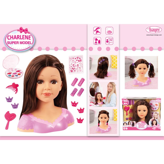 Charlene Super Model - Schmink- und Frisierkopf - brünett