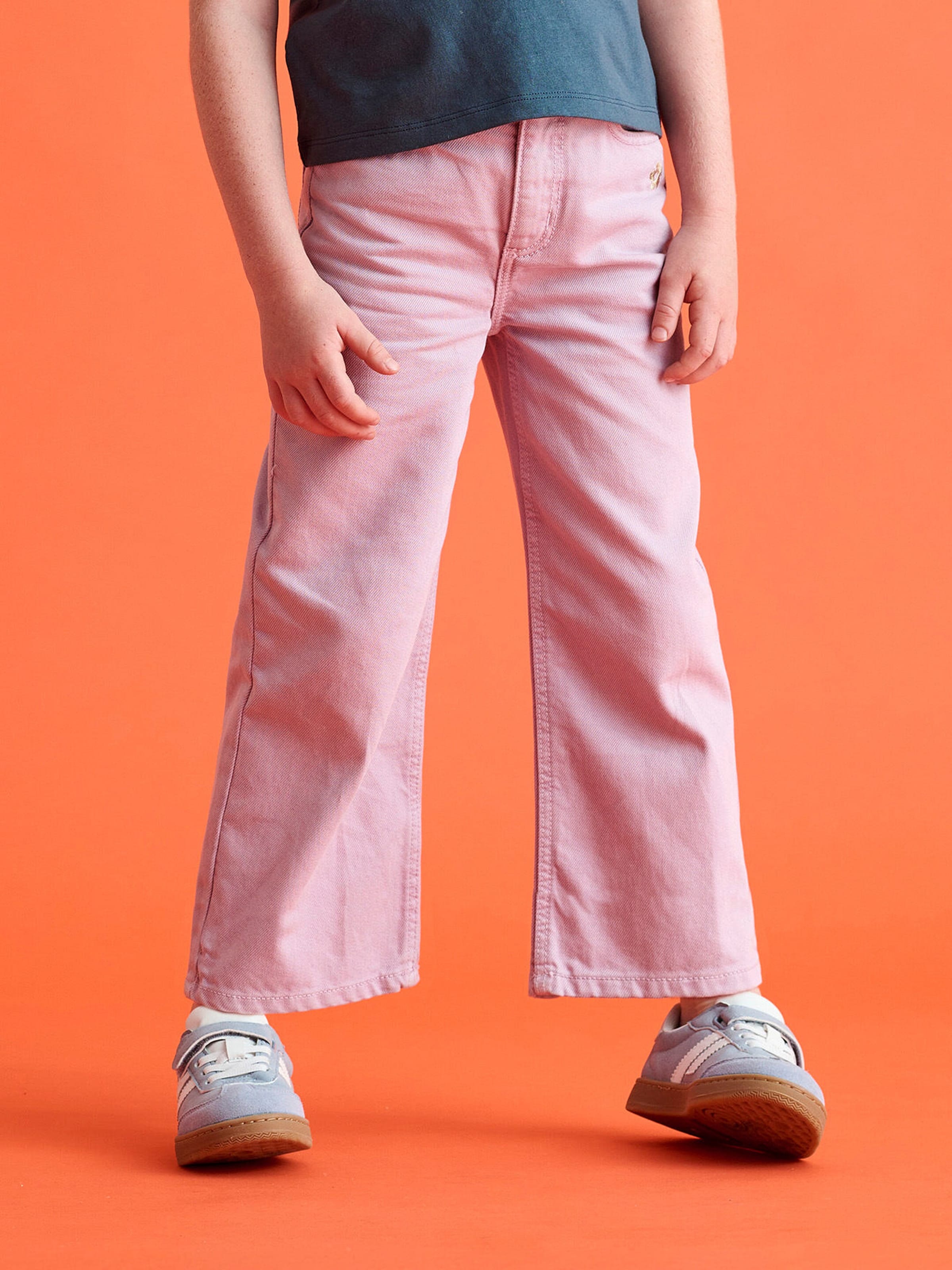 Vertbaudet Weite Mädchen Hose mit Blumenstickerei pfingstrose