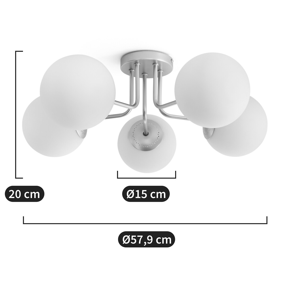 LA REDOUTE INTERIEURS<br>Luminária de teto em latão e vidro opalino, Moricio