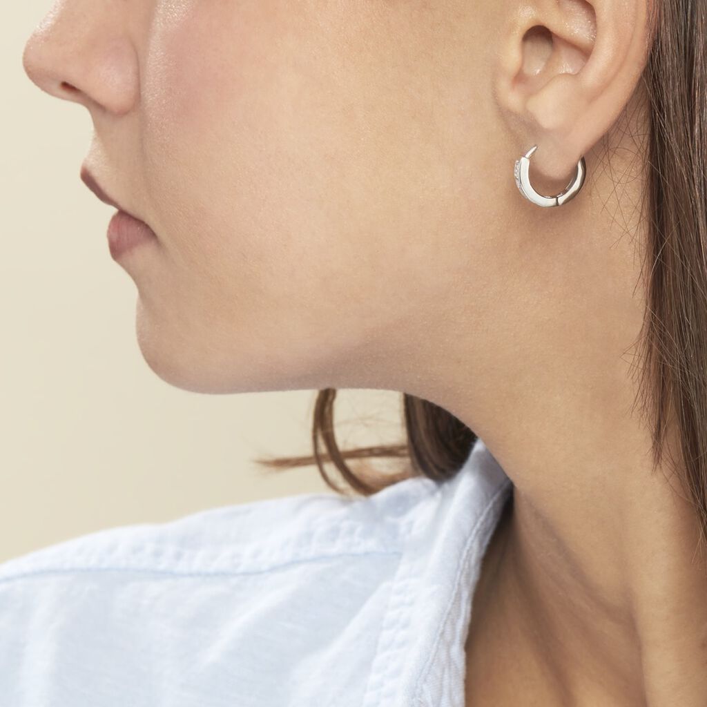 Créoles Anne-sixtine Argent Blanc Oxyde De Zirconium