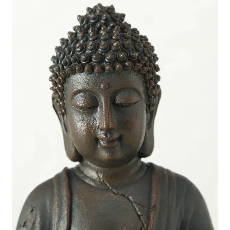 Deco by Boltze Boeddha beeld Zen - donkerbruin - 13 x 10 x 20 cm