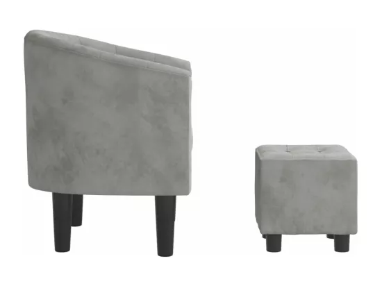 Fauteuil cabriolet avec repose-pied gris clair velours