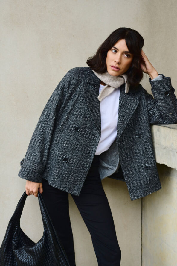 Kaffe KAfabiola Short Jacket Black/grey check