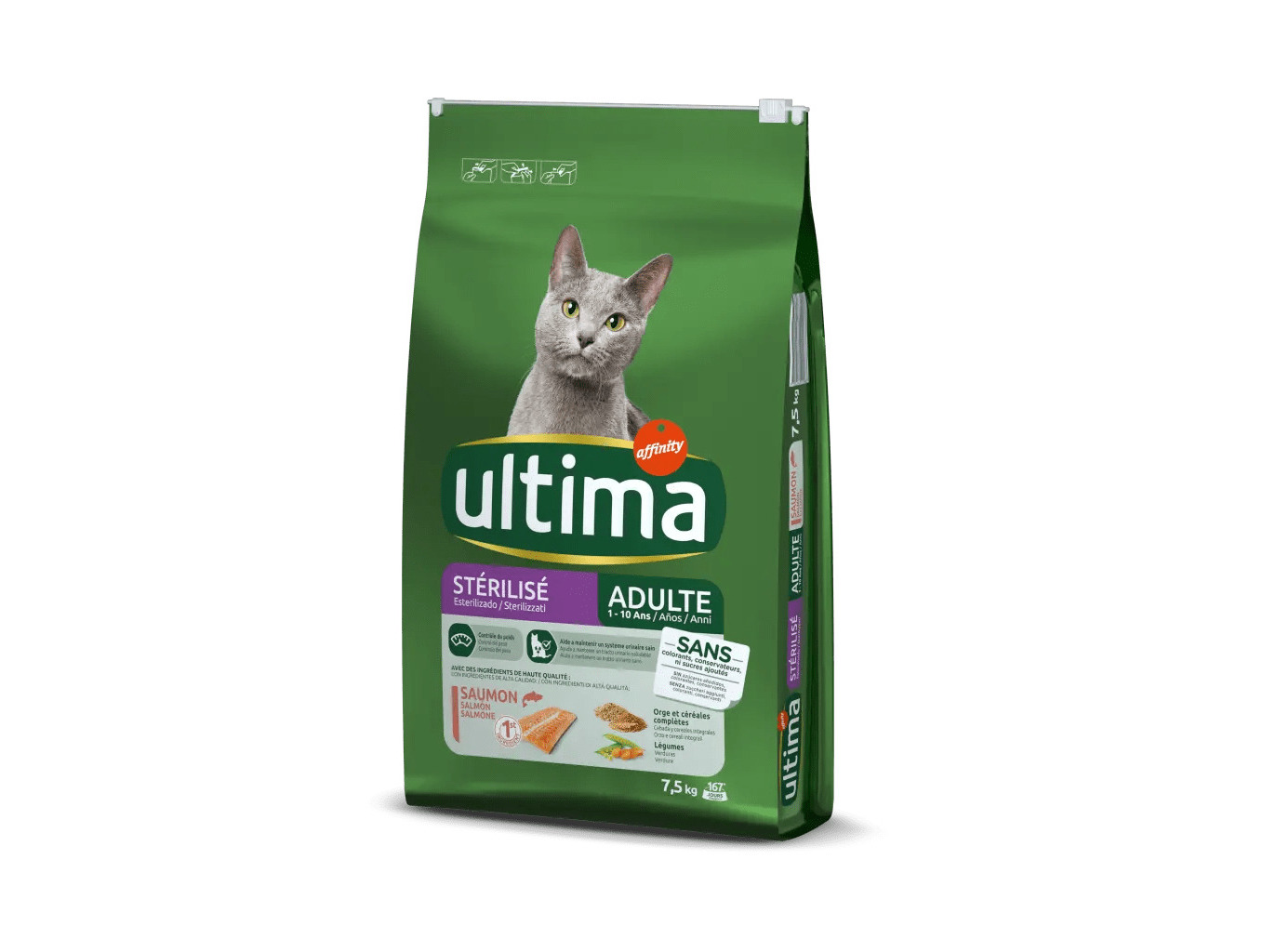 RAÇÃO PARA GATO ULTIMA ESTERILIZADO COM SALMÃO 7.5KG