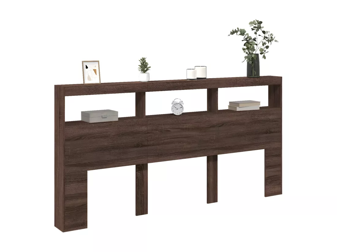 Armoire tête de lit avec LED chêne marron 200x17x102 cm