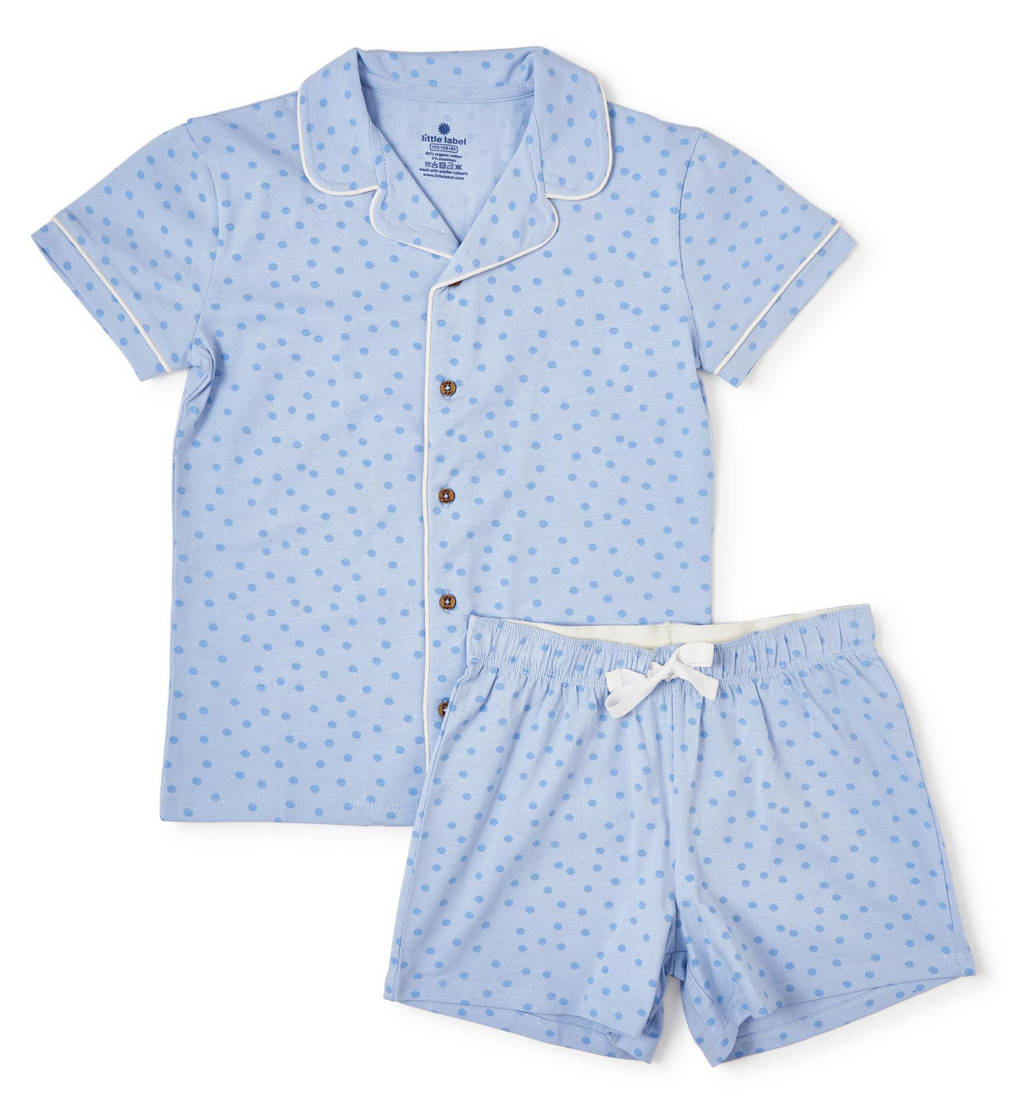 Little Label shortama met stippen blauw