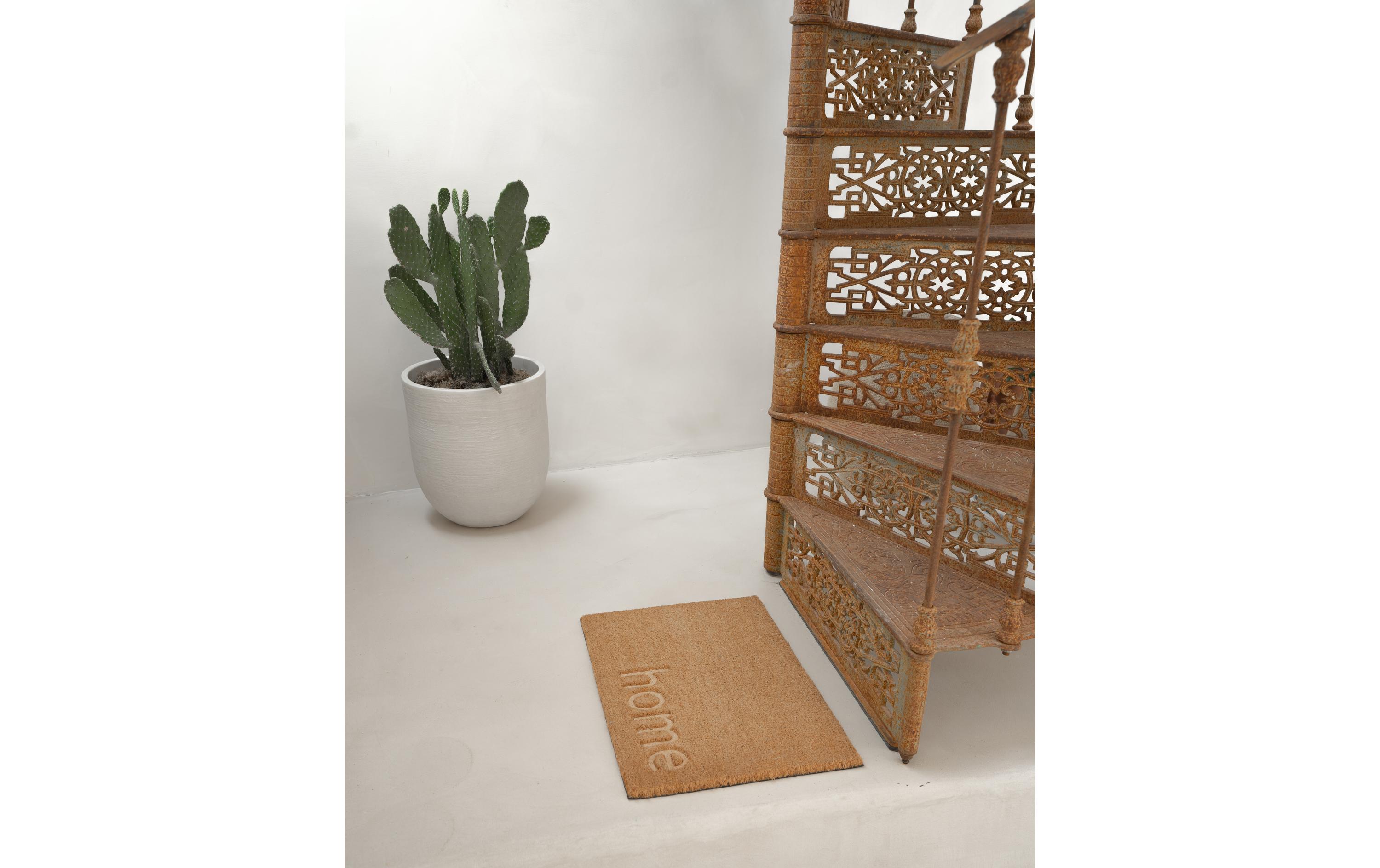 Fussmatte Kokos Heim 60 cm x 40 cmTürvorleger aus Naturfaser im skandinavischen Stil