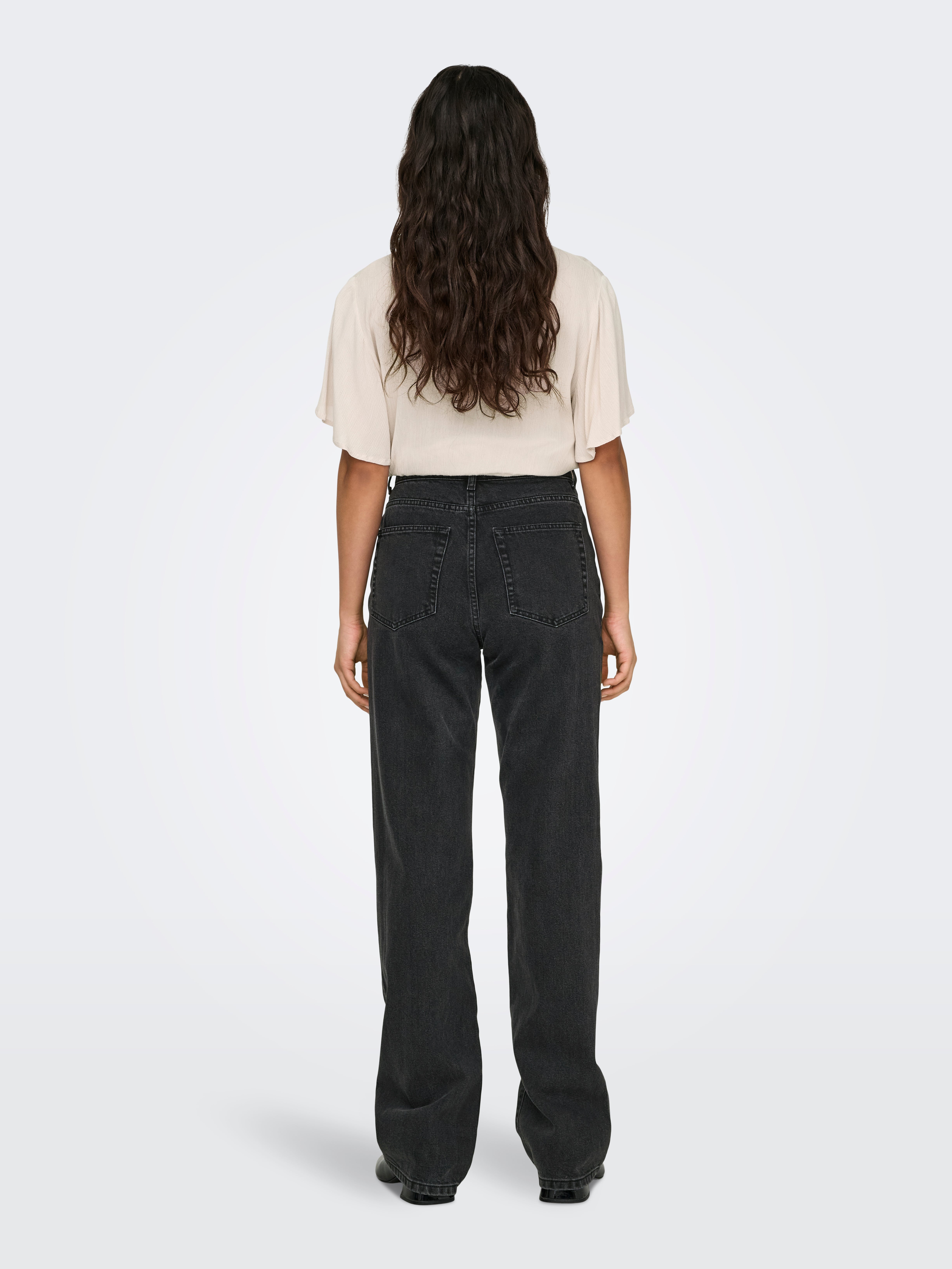 ONLSILJE Hohe Taille Gerade geschnitten Jeans Washed Black