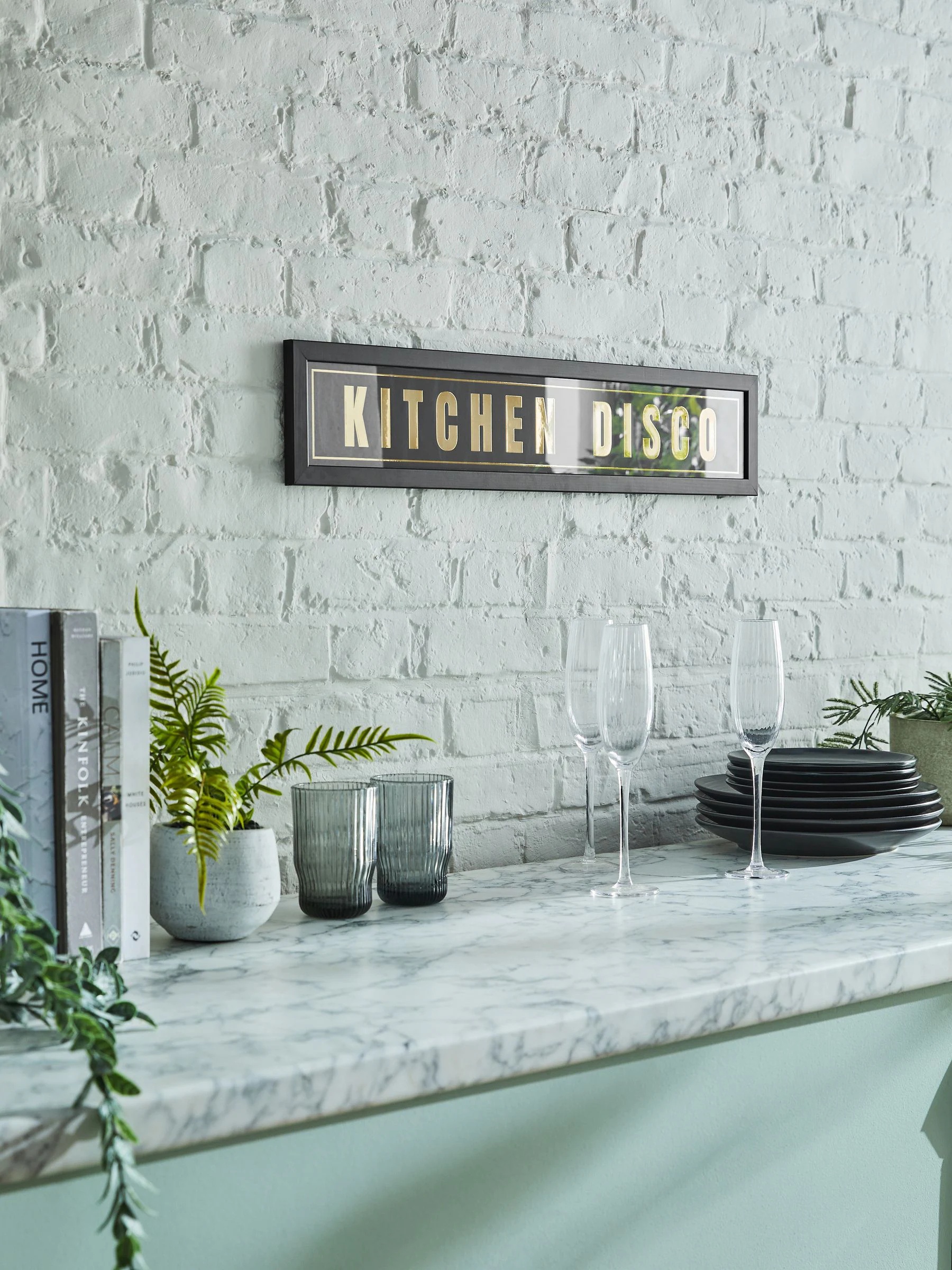Kitchen Disco Slogan Framed Wall Art