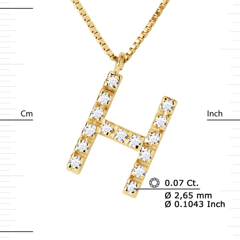 Collier ALPHABET Diamants 0,07 Cts  LETTRE 