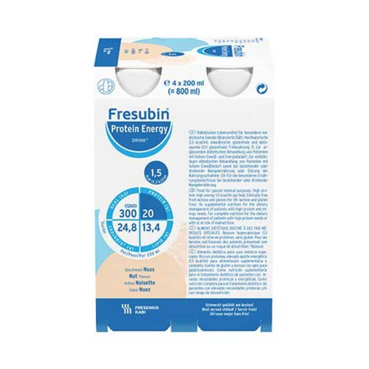 Fresubin Protein Energy Drink Nuss Trinkflasche, 4X200 ml