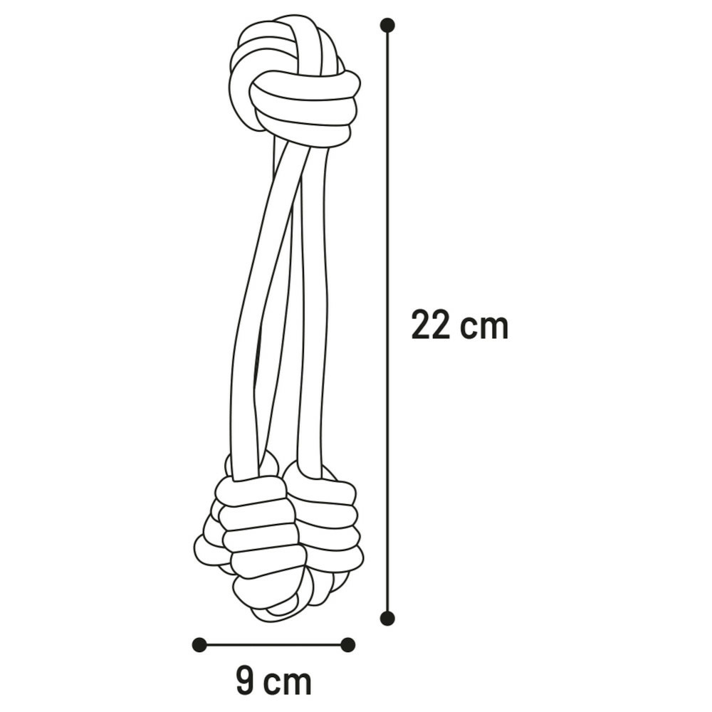 Jouet 3 cordes avec balle nouée ø 5 cm x 22 cm pour chien