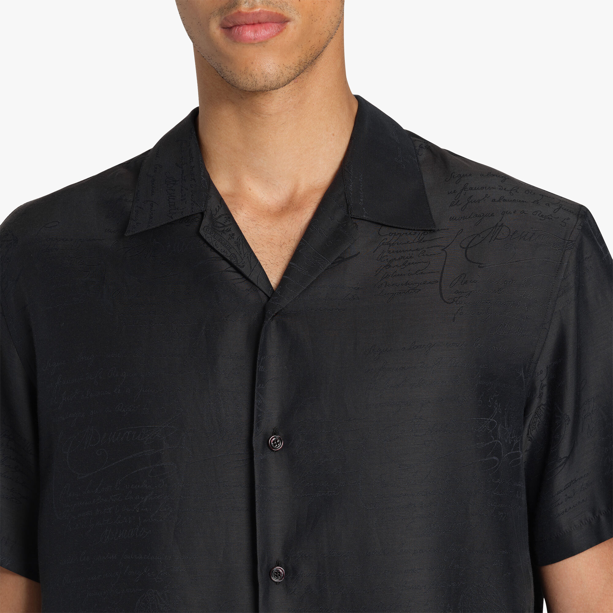 Chemise À Manches Courtes En Soie Et Coton Scritto