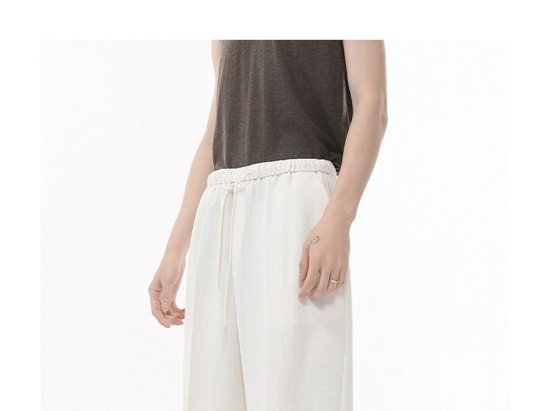 FAERIS - Effen broek met trekkoord in de taille en rechte pijpen