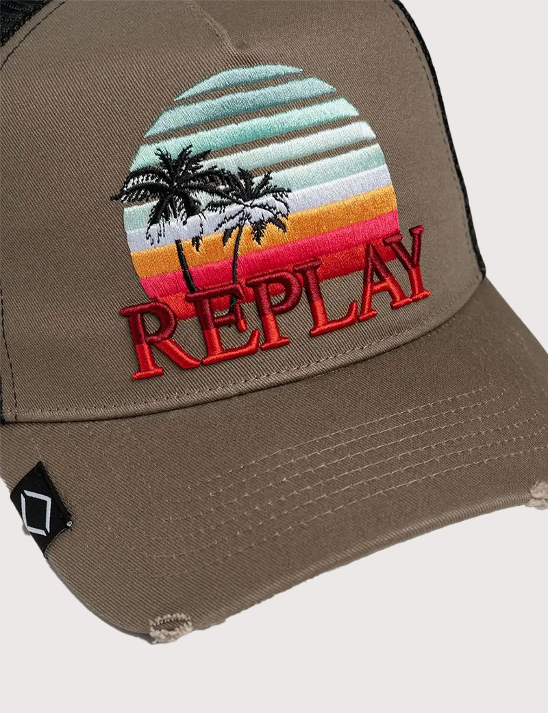REPLAY CASQUETTE LOGO BICOLORE MARRON