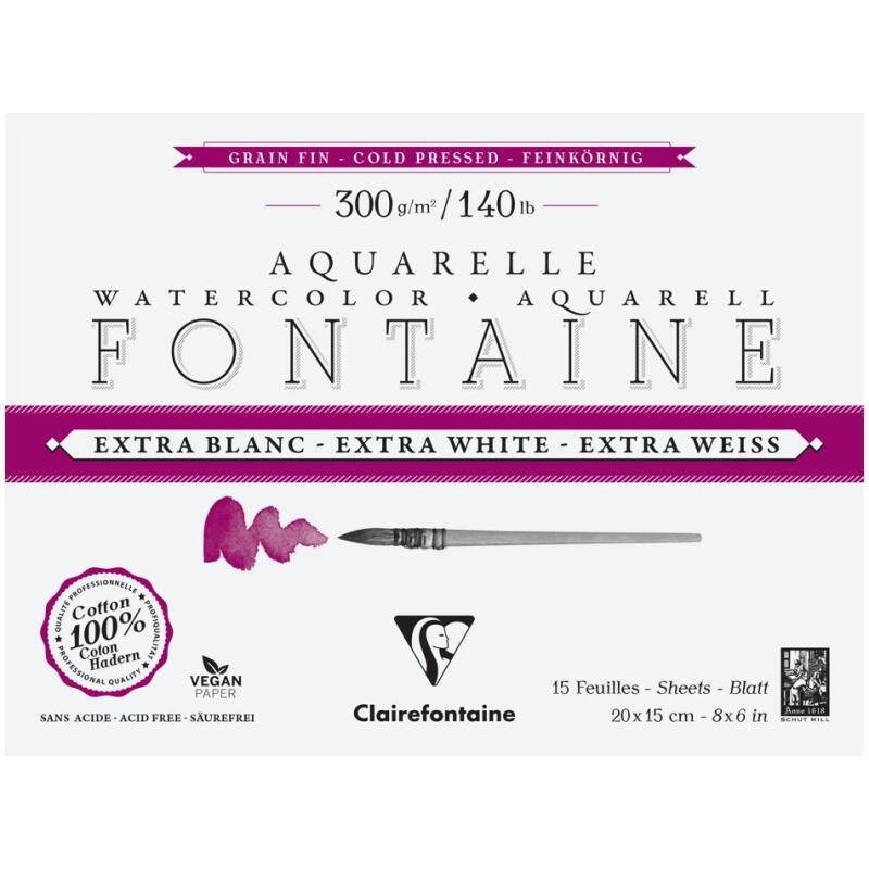 Fontaine Extra Blanc Grain Fin bloc collé 4 côtés 15F 15x20cm 300g