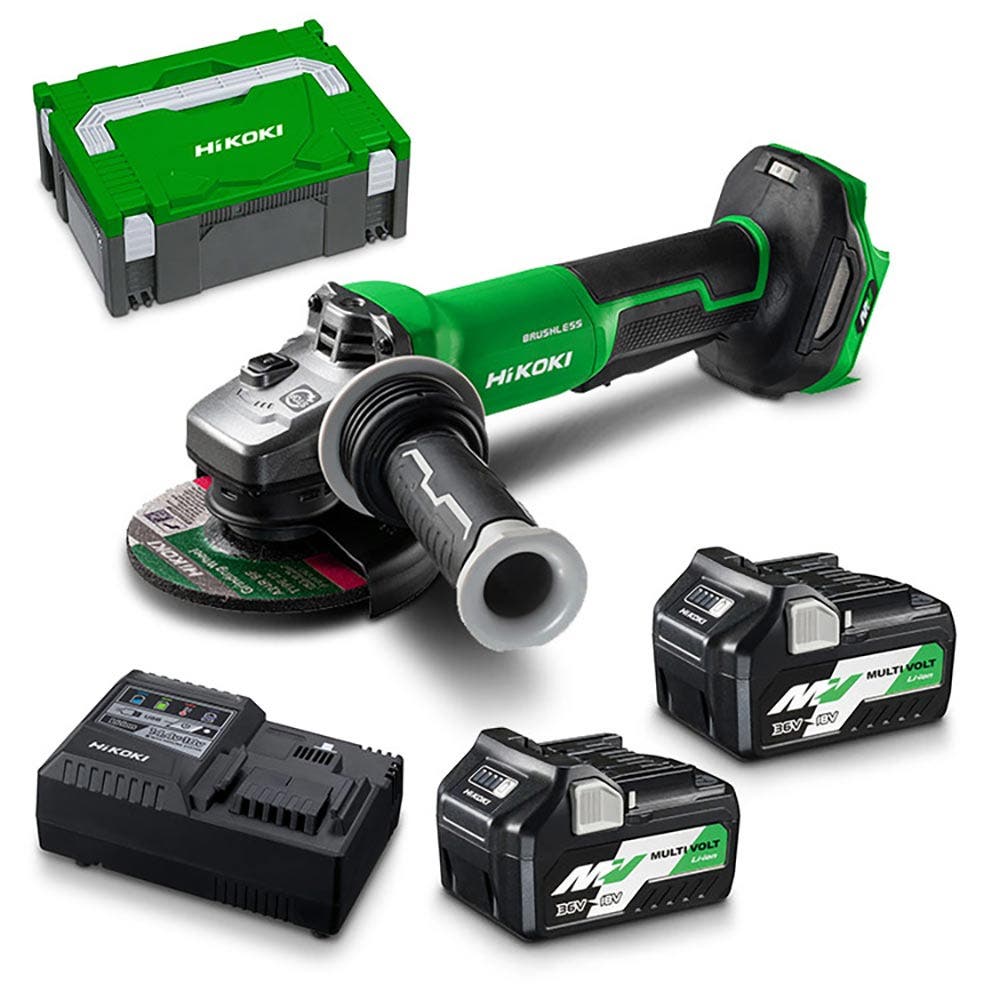Kit de rebarbadora HiKOKI 36V 2 x 2,5/5,0Ah 125 mm G3613DVF (HRZ)