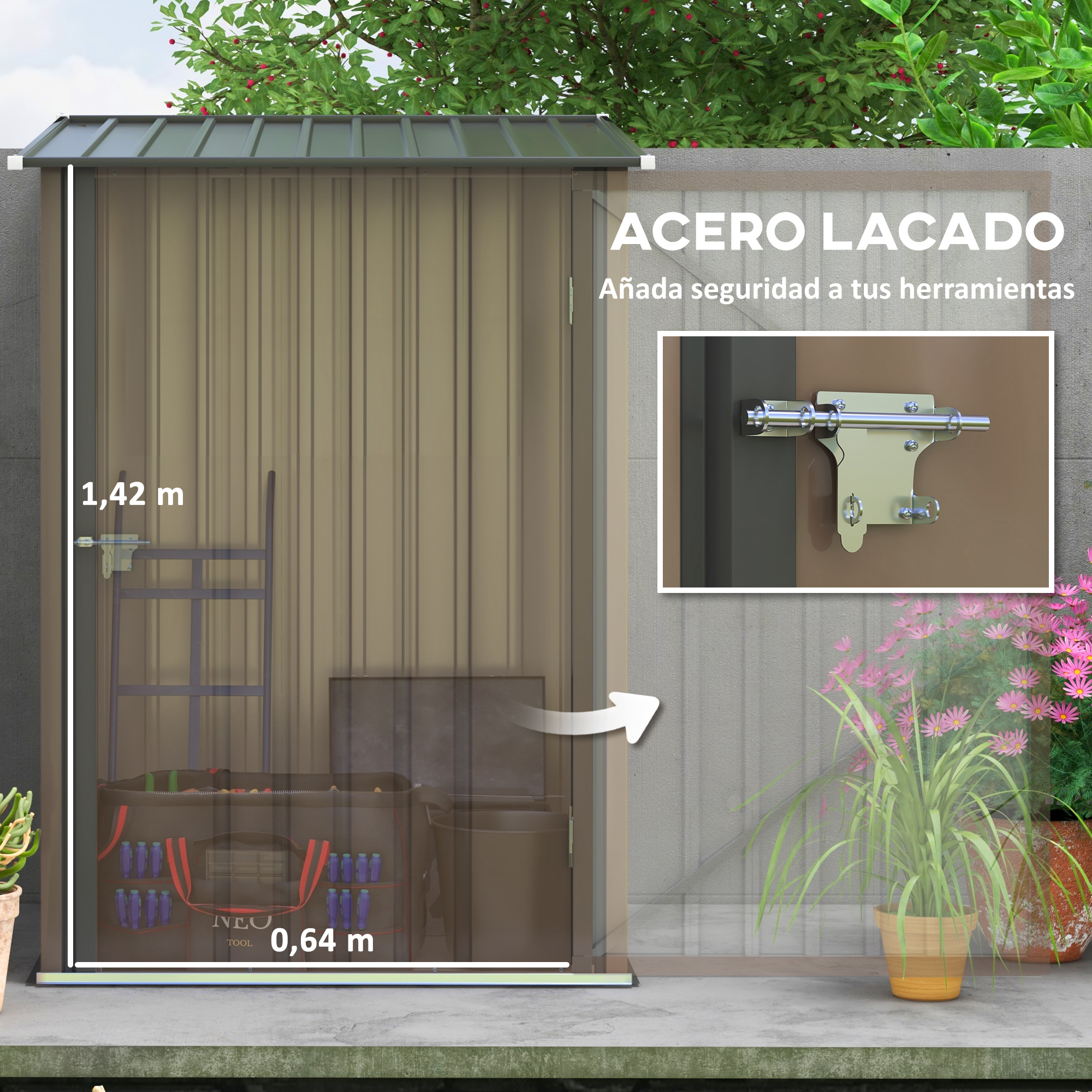 Casinha de jardim marrom Outsunny