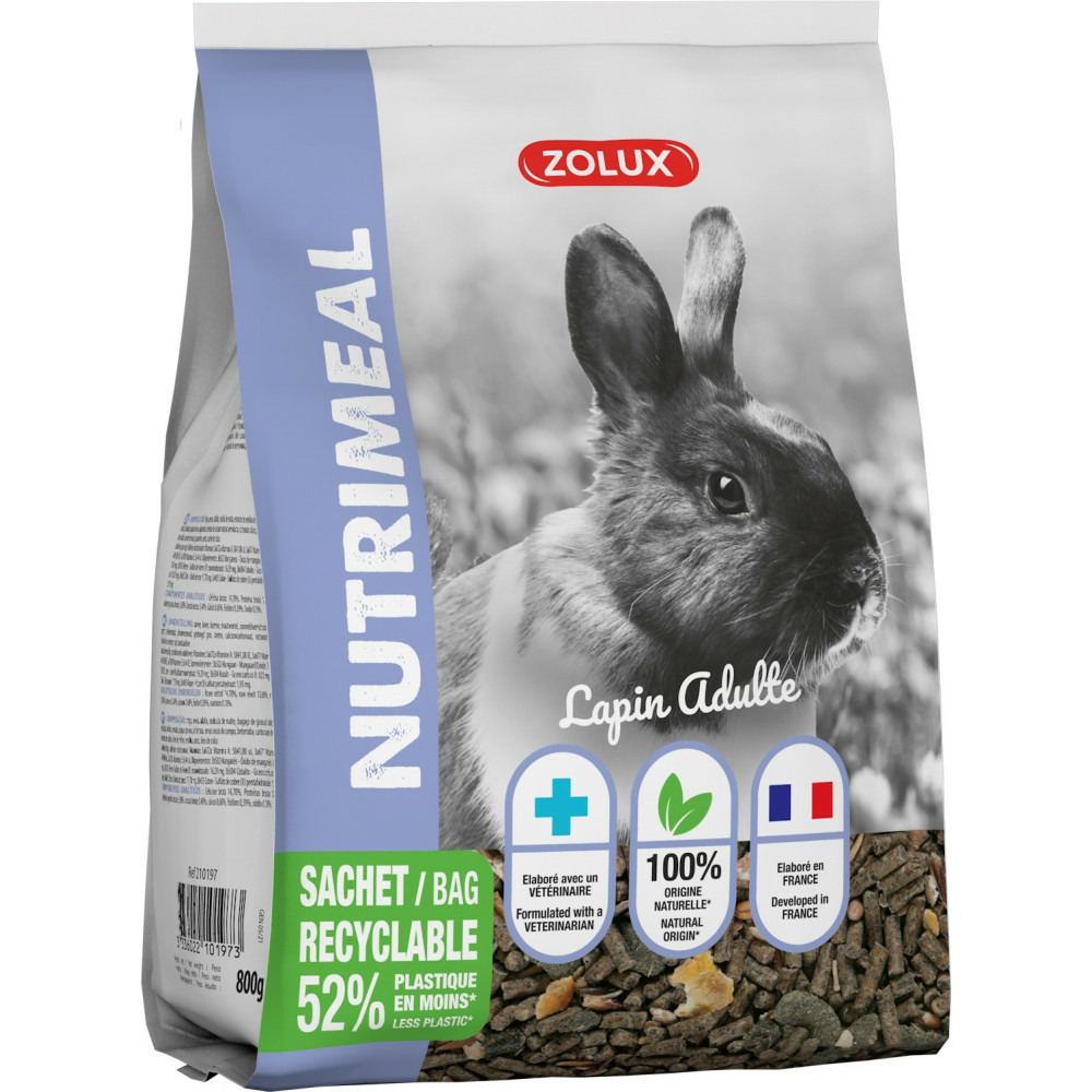 Alimentation granulés lapin nain adulte de 6 mois et + nutrimeal 800g