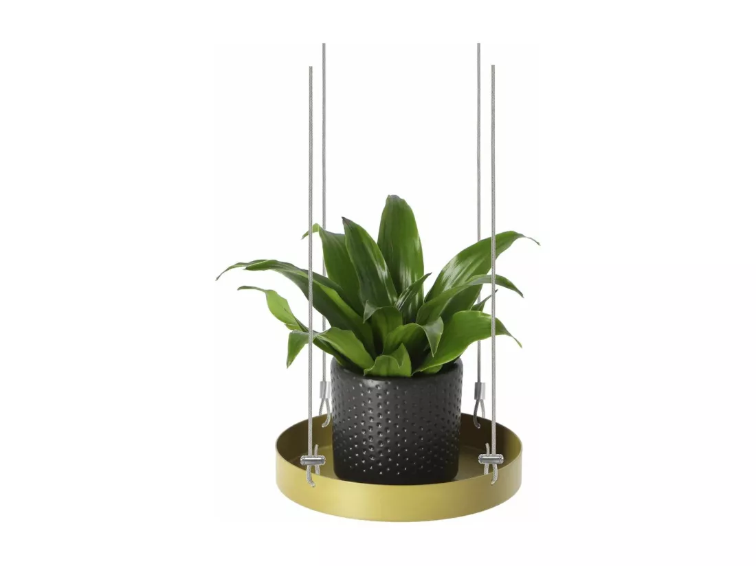 Support à plantes rond à suspendre doré Diamètre de 14 cm