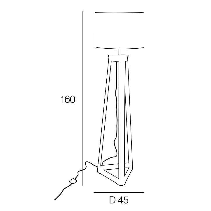 Lampadaire Honore Corep E27 IP20 60W bois foncé noir